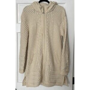 Blarney Woollen Mills Cardigan Sweater Womens XL Cream Merino Wool Ireland Zip